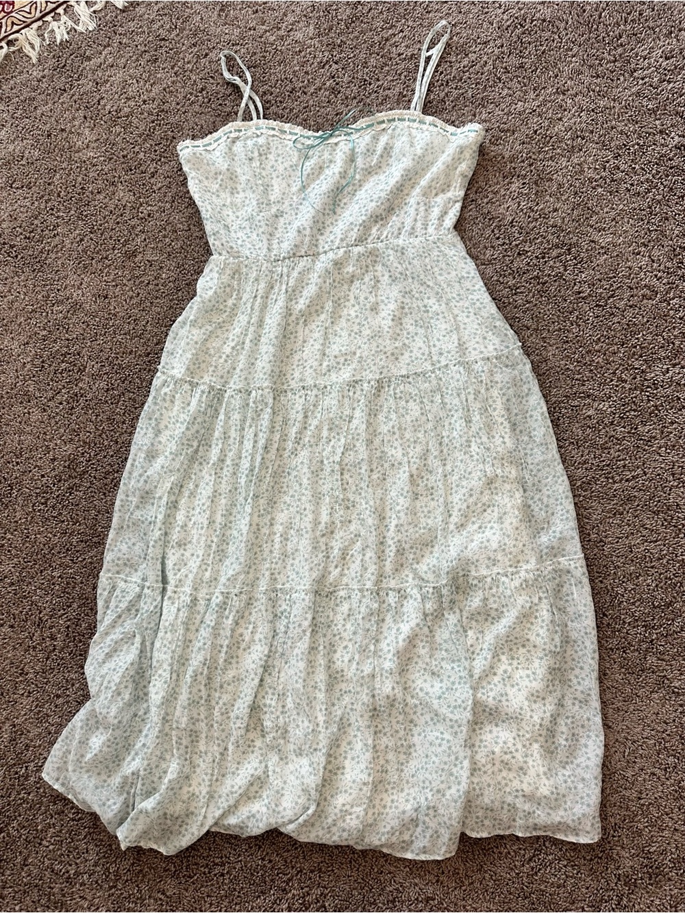 Trixxi Cottagecore Hreen Floral Tiered Maxi Dress XL
